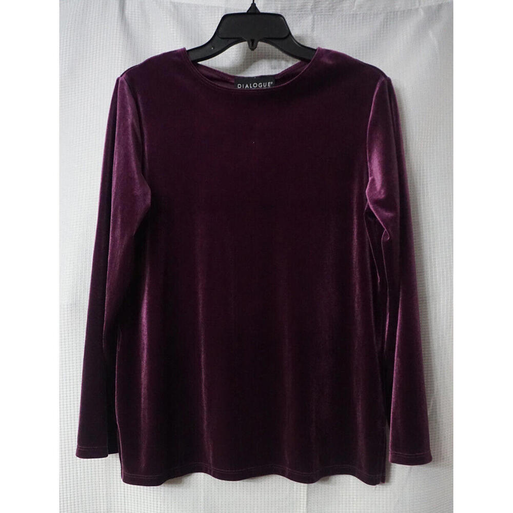 NWT Dialogue Womens Long Sleeve‎ Purple Casual Top Blouse Shirt Size Small